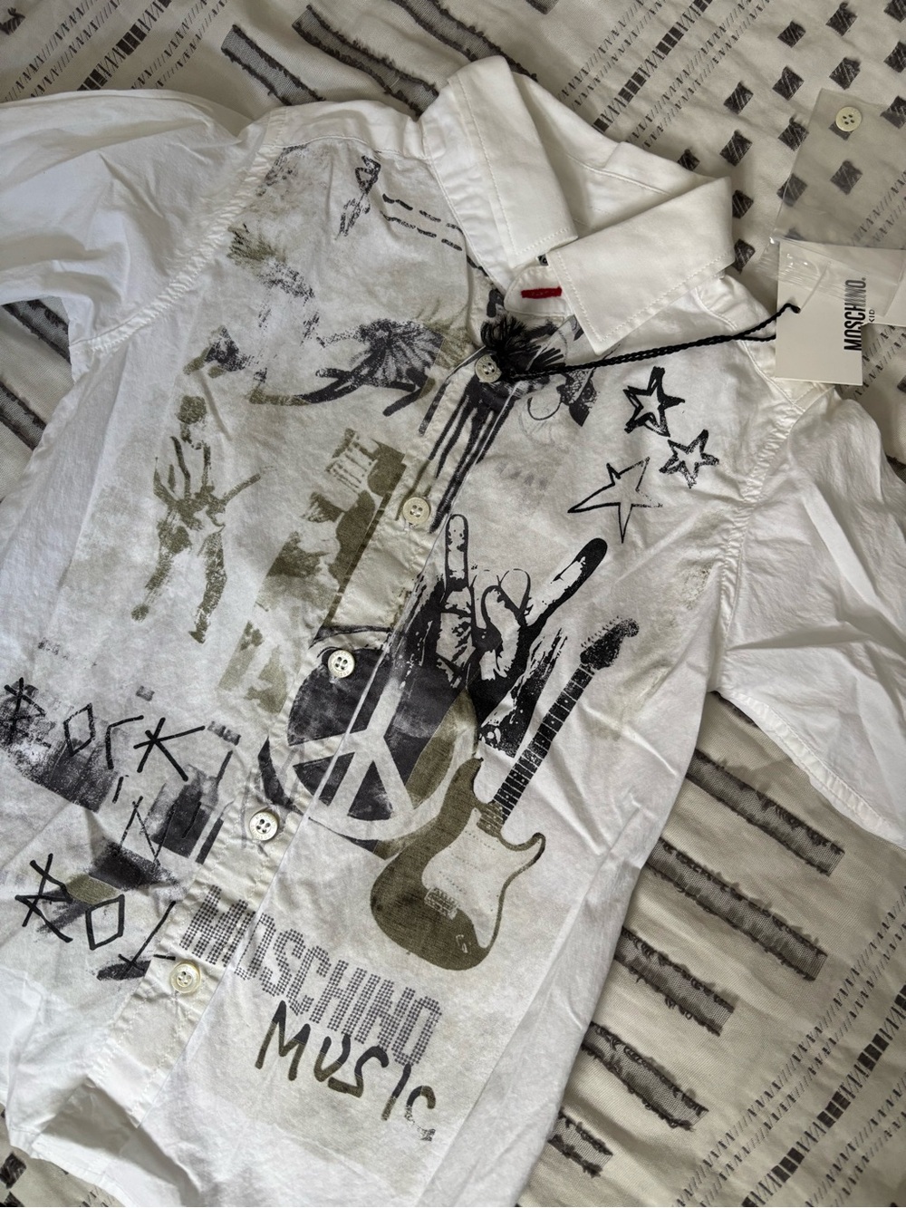 Moschino White Graphic Button-Down Shirt